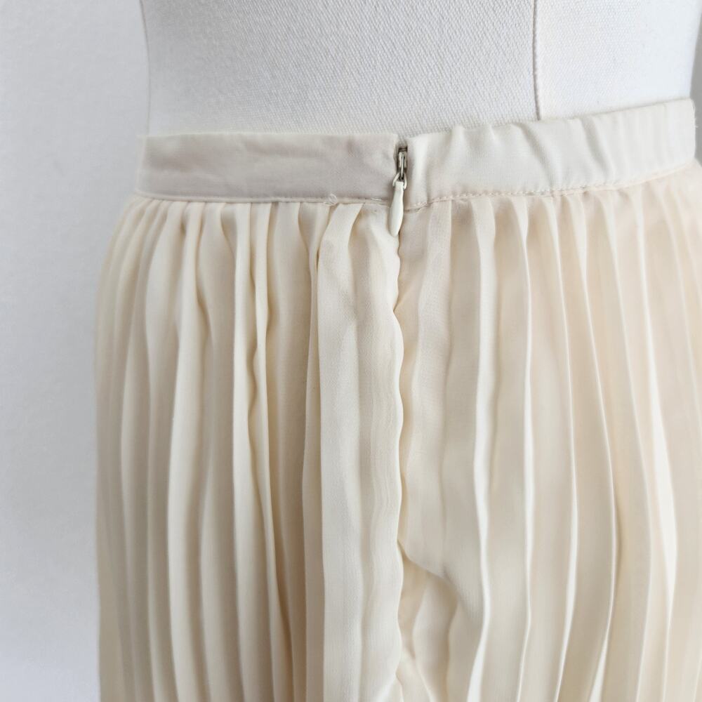 Vintage Y2K Cream Pleated Midi Skirt Mid Rise Elastic Waist NY Collection M - Picture 5 of 9